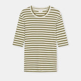 CLOSED Crewneck shortsleeve t-shirt - Hunter Green striber