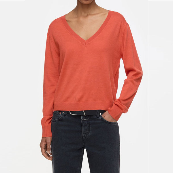 CLOSED V neck boxy strik bluse - aperol orange