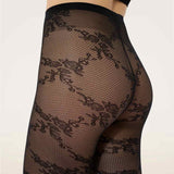 WOLFORD Floral Lace strømpebukser - sort