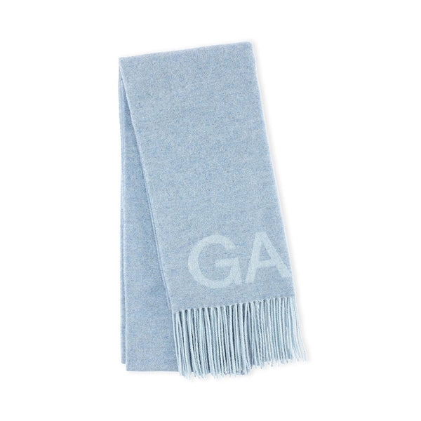 GANNI A3908 Fringed Wool tørklæde - placid blue