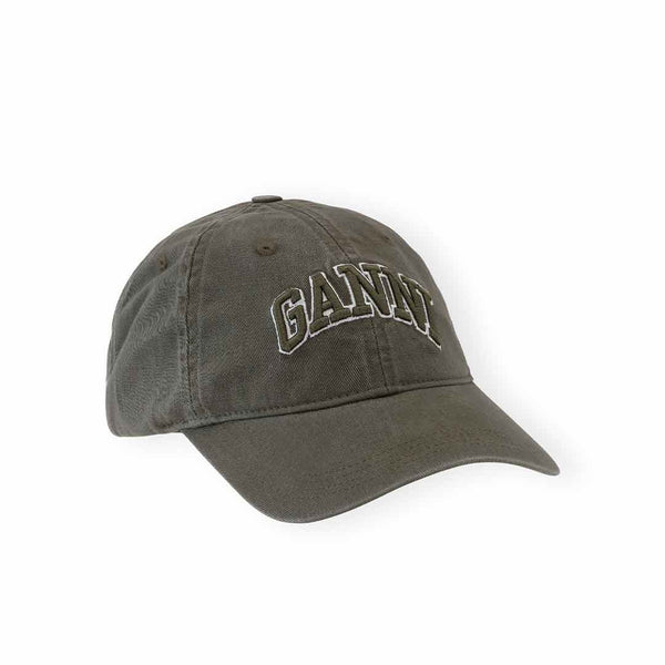 Army grøn kasket med logo fra Ganni