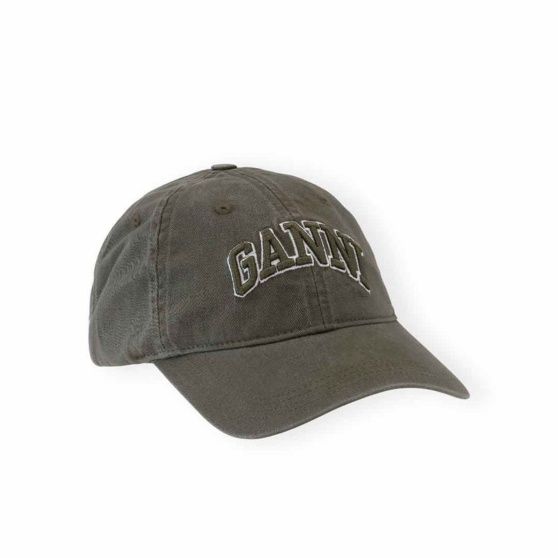 Army grøn kasket med logo fra Ganni