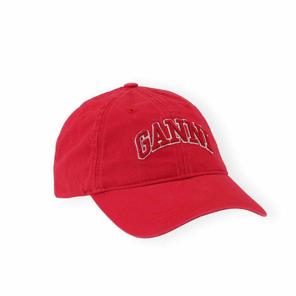 Rød kasket med logo fra Ganni