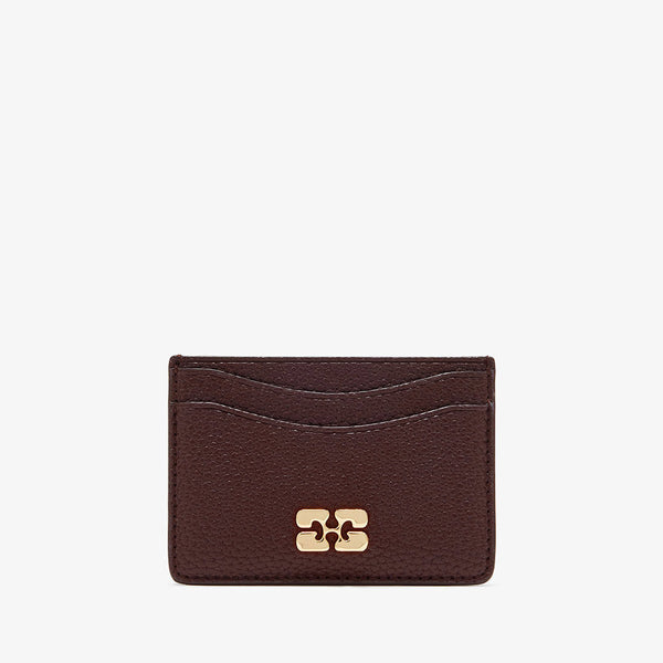 GANNI A7276 Card holder grained - chicory coffee