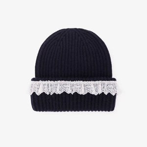 GANNI B3020240 Compact Wool Lace Beanie - Sky Captain