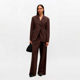 GANNI A1020020 Flock Check Suiting Blazer - Chicory Coffee