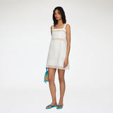 GANNI A1030554 Cotton Voile Mini Lace Slip Dress - hvid