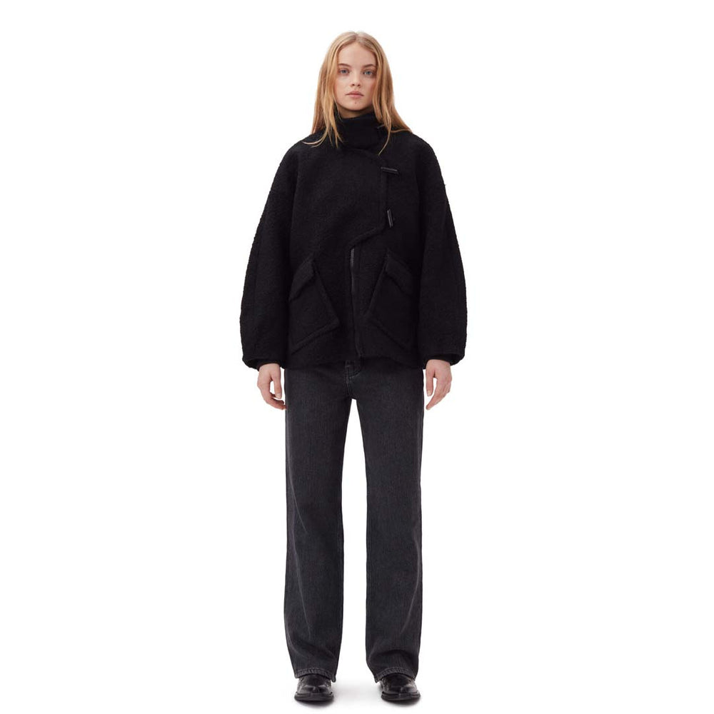 GANNI jakker: F6533 Drop Shoulder boucle jakke - sort 💙 Køb