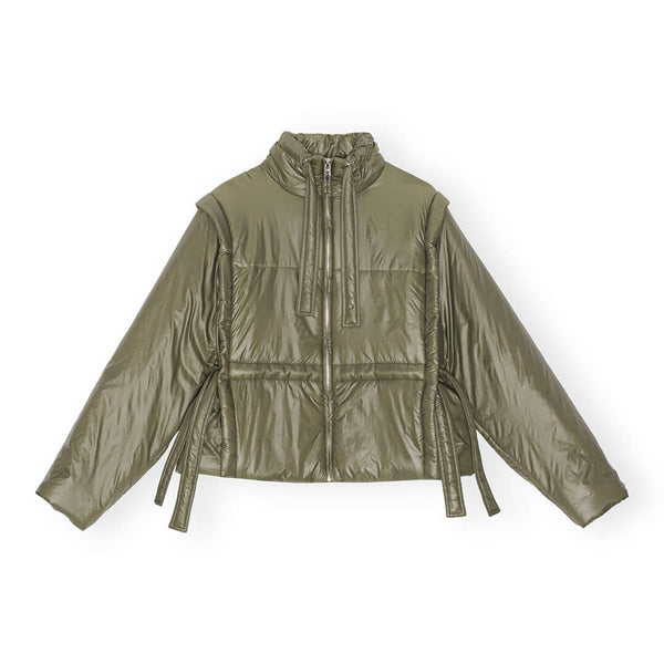 GANNI F8534 Shiny quilt vest jakke - kalamata