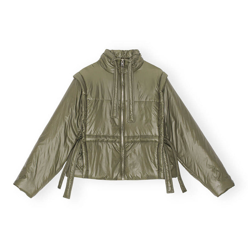 GANNI F8534 Shiny quilt vest jakke - kalamata