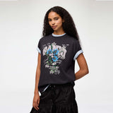 GANNI A1050331 Basic Cotton Relaxed T-shirt Flower Print - Phantom