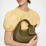 GANNI C1040003 Hobo Mini Grained taske - Military Olive