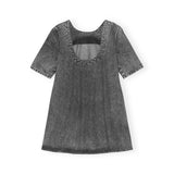 GANNI J1371 Midi denim kjole - Black washed