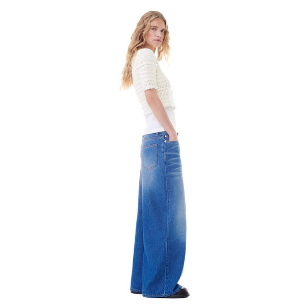 GANNI J1487 Light Denim Wide Jeans - mid blue vintage