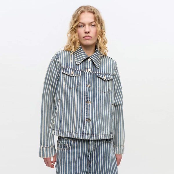 GANNI J1745 Light stripe denim jakke - soft chambray