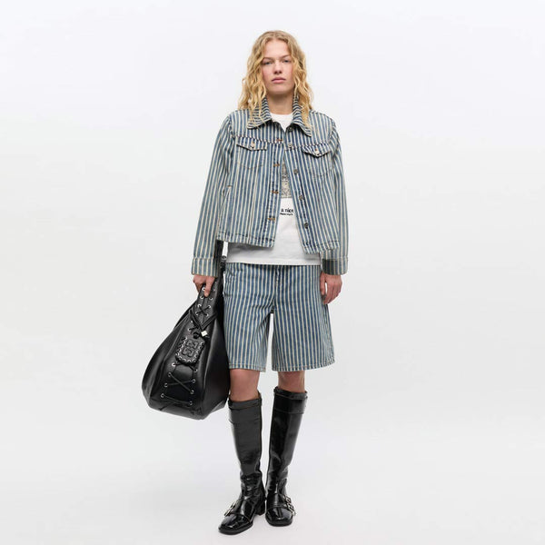 GANNI J1745 Light stripe denim jakke - soft chambray