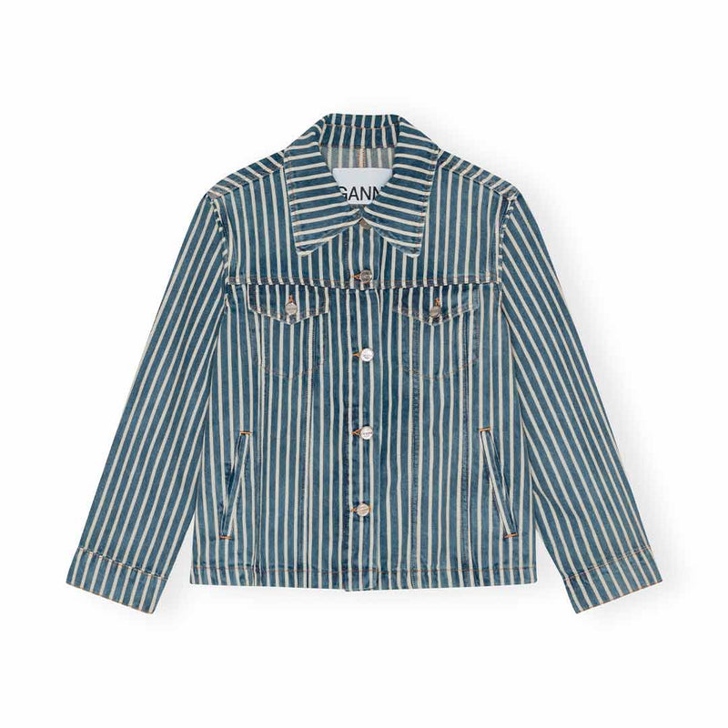 Stribede denim jakke fra Ganni