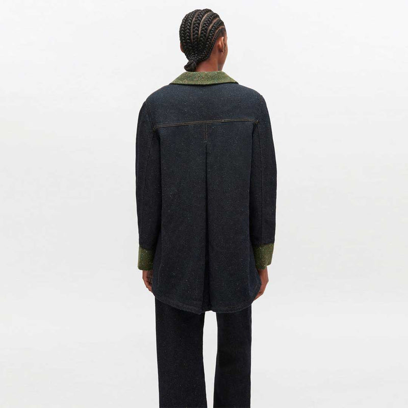 GANNI J1884 Melange Twill Denim Oversized Blazer - Phantom