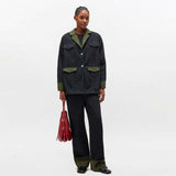 GANNI J1884 Melange Twill Denim Oversized Blazer - Phantom