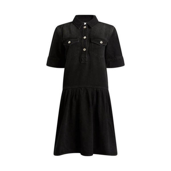 GANNI J1885 Soft Rigid Denim Mini kjole - Black Washed