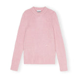 GANNI K2272 Brushed Alpaca o-neck strik - chalk pink