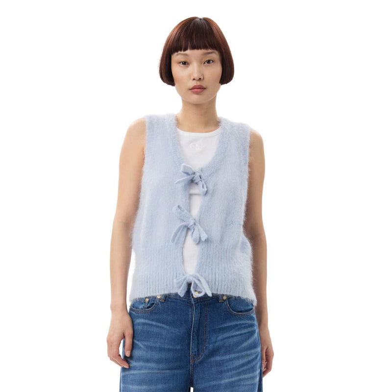 GANNI K2307 Light Mohair Tie String vest - lyseblå