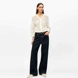 GANNI K2438 Rhinestone Cotton Pointelle Cardigan - egret
