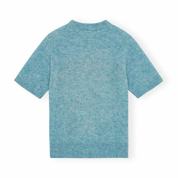 Lyseblå strik t-shirt med kæledyr fra Ganni