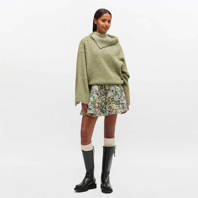 GANNI K2556 Melange Brushed Mohair Oversized Sweater - Nile
