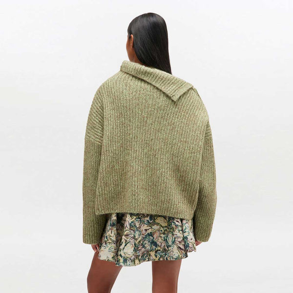 GANNI K2556 Melange Brushed Mohair Oversized Sweater - Nile