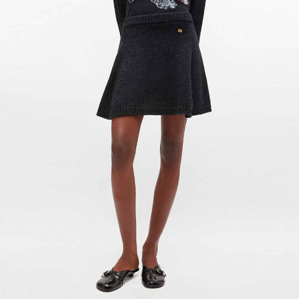 GANNI K2582 Chunky Wool Mix Mini nederdel - Phantom