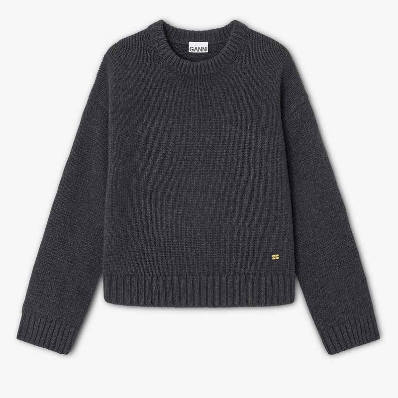 GANNI K2610 Chunky Wool Mix Sweater - Phantom