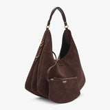 GANNI B2070021 Kat Large Suede taske - chicory coffee