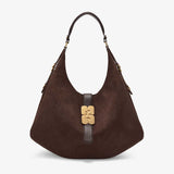 GANNI B2070021 Kat Large Suede taske - chicory coffee