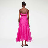 GANNI A1030436 Shibori Organza Long Asymmetric Dress - raspberry rose