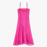 GANNI A1030436 Shibori Organza Long Asymmetric Dress - raspberry rose