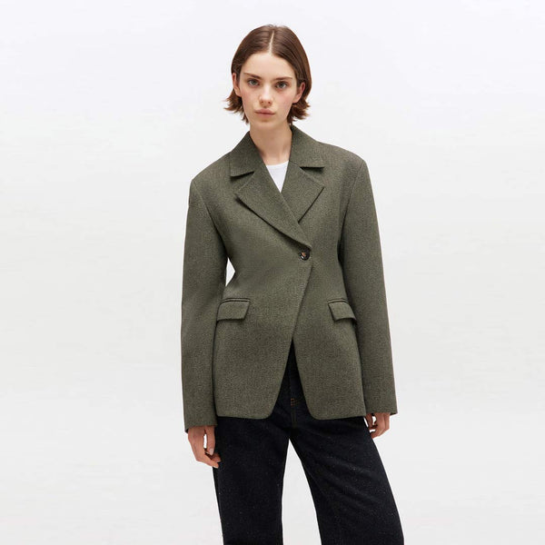 GANNI W0752 Mouline Suiting Blazer - Forest Night