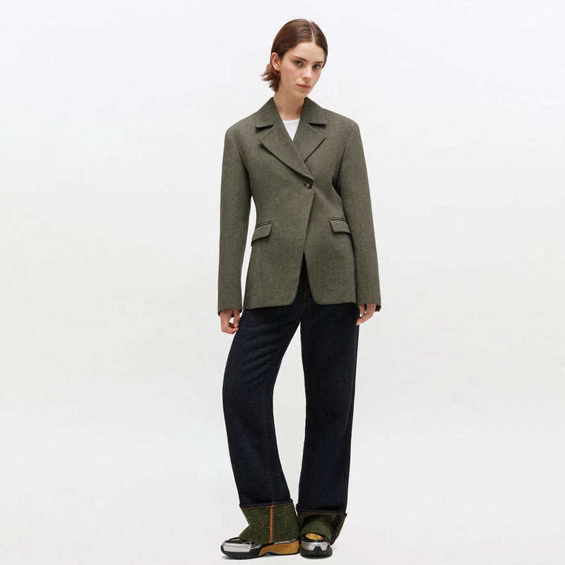 GANNI W0752 Mouline Suiting Blazer - Forest Night