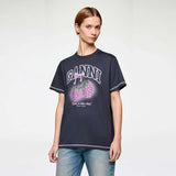 GANNI A1050219 Basic Cotton Jersey Raspberry Print t-shirt - phantom