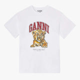 GANNI A1050060 Heavy Cotton Jersey Beaded Baby Tiger Print - Bright White