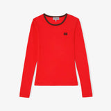 GANNI A1040390 Soft cotton rib bluse - high risk red