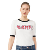 GANNI T3433 light stretch fitted t-shirt - hvid