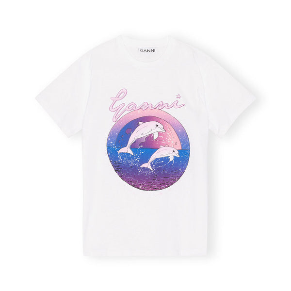 GANNI T3468 Dolphin relaxed t-shirt - hvid