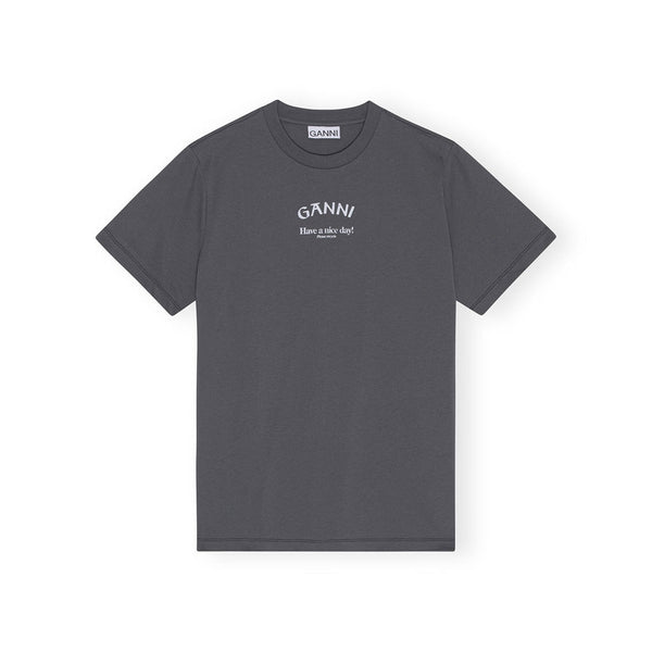 GANNI T3590 Basic relaxed t-shirt - volcanic ash