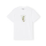 GANNI T3635 Green Seahorse Relaxed t-shirt - hvid