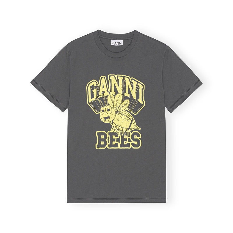 GANNI T3639 Yellow Bee Relaxed T-shirt - grå