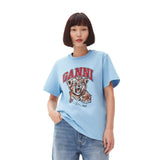 GANNI T4007 jersey tiger t-shirt - blissful blue