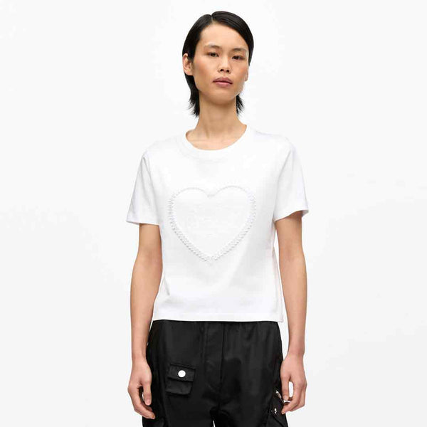 hvid t-shirt med Ganni logo og hjerte 
