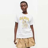 Hvid Ganni t-shirt med kanin print