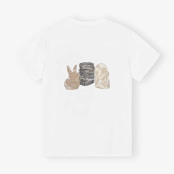 GANNI T4376 Basic cotton relaxed Animals t-shirt  - hvid
